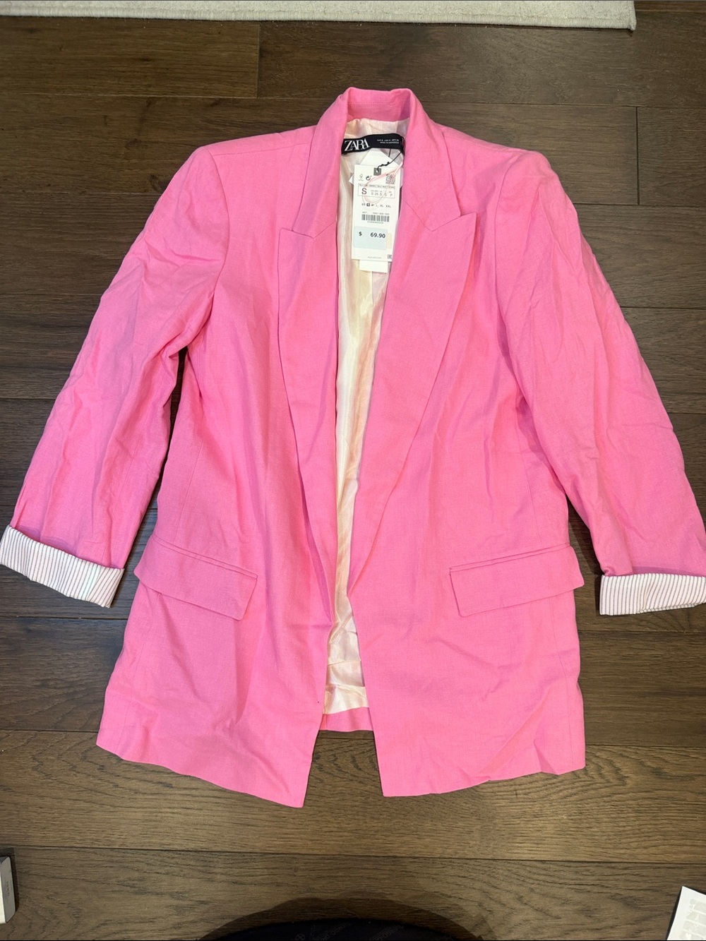 Zara Oversized Bright Pink Women's Blazer Size Small NWT - C30-085